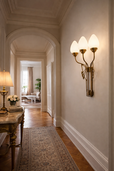 Wandleuchte Charlottenburg 3flammig der Firma Berliner Messinglampen