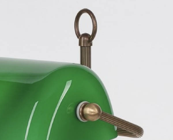 Bankers Lamp Tischleuchte Glas grün der Firma Berliner Messinglampen