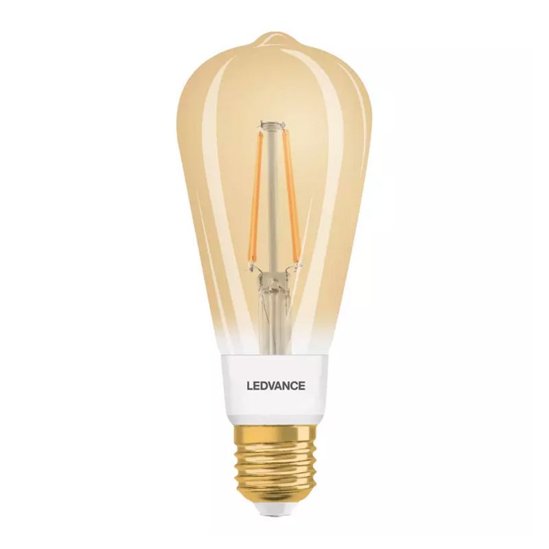 Glühlampen mit Fassung E27 von UNI-Elektro Ledvance Smart+ Zigbee E27 Edison Classic Fadenlampe Gold 6W 680lm - 825 Extra Warmweiß | Dimmbar - Ersatz für 50W 242891